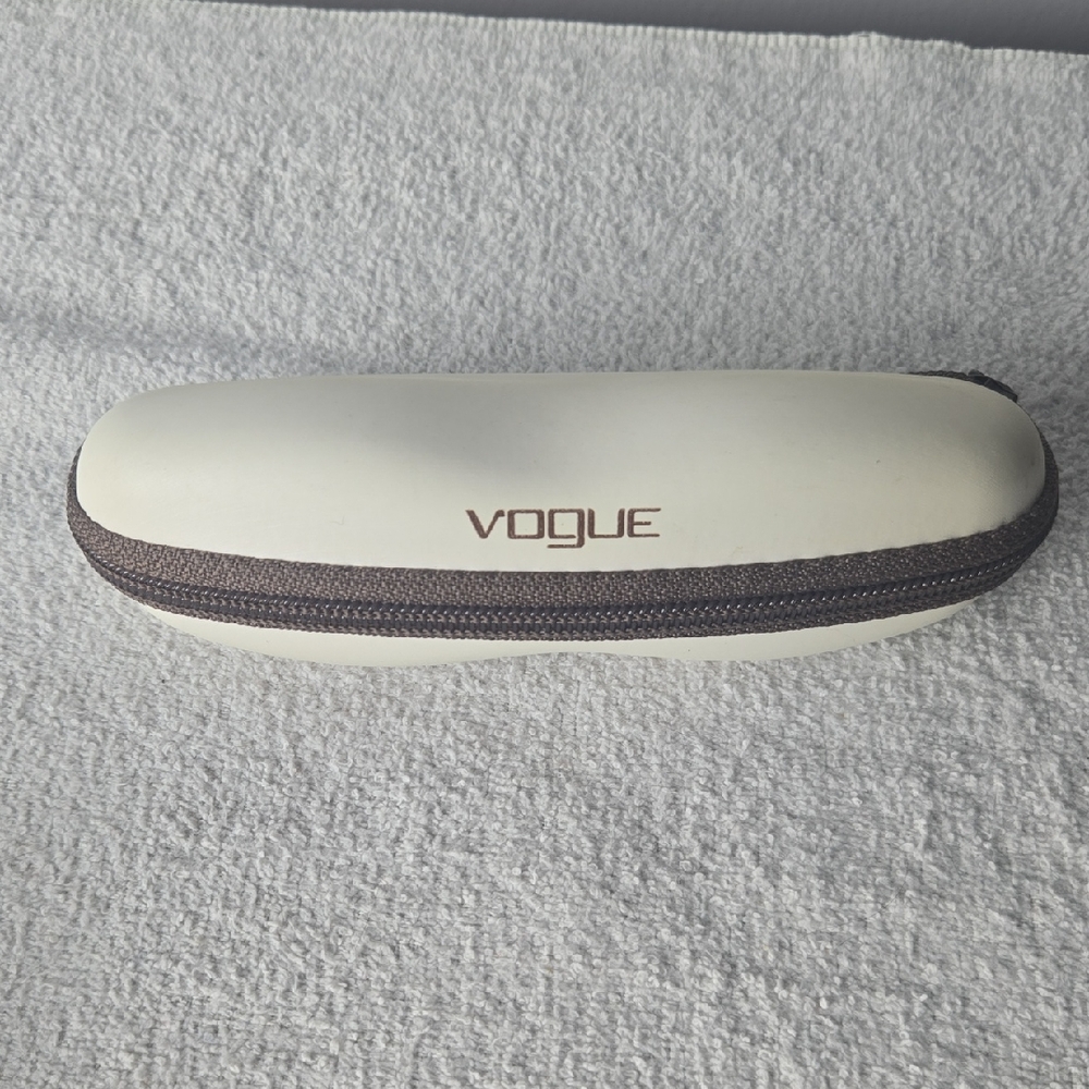 Vogue Cream and Brown Eyeglass Case